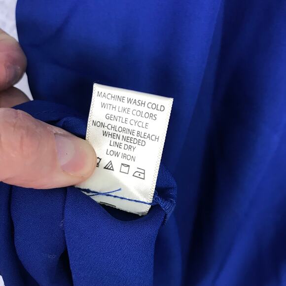 Max Studio Blouse Womens Small Blue Ruffle Office Church Flowy Top Loose Twee - Picture 11 of 11